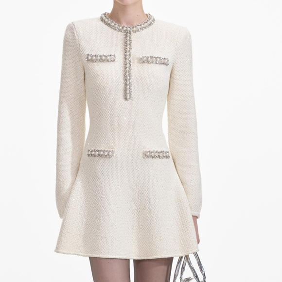 Self-Portrait Dresses & Skirts - self-portrait Cream Textured Knit Mini Dress Size: S - MSRP $595 - NWT SAVE$$$